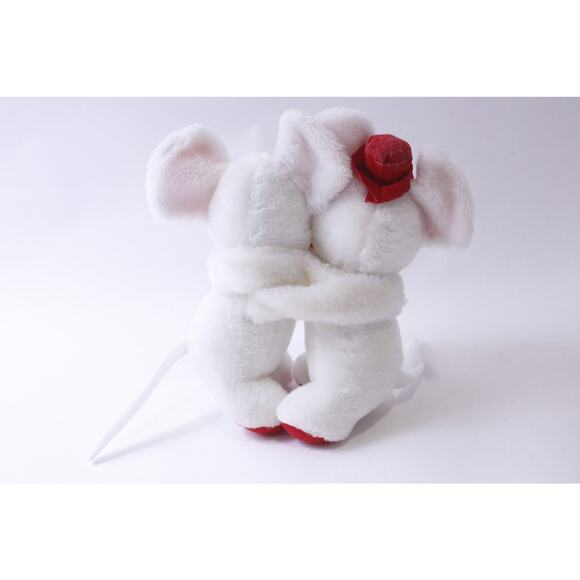 Adorable Hugging White Mice Couple with I Love You Heart, Valentine's Day, - Picture 2 of 3